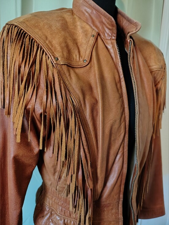 Wilsons Leather Jackets & Blazers - Wilsons Leather Fringe Tassel Jacket Burnt Orange Women 80s Vintage Retro Medium